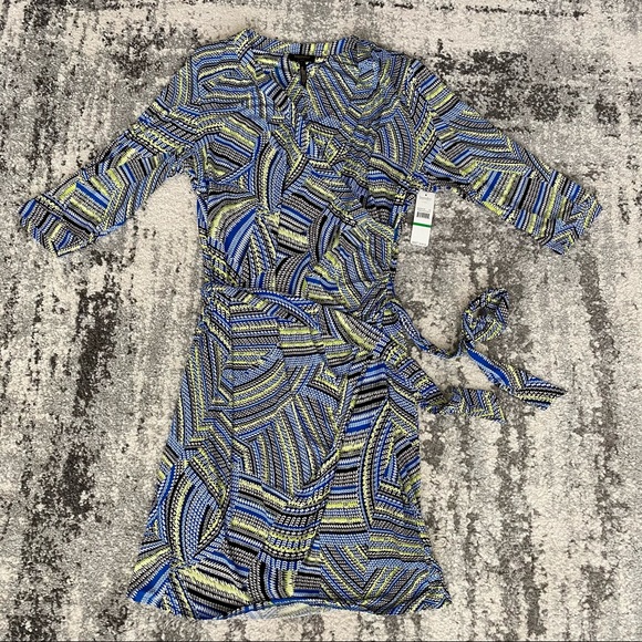 Laundry By Shelli Segal || blue green wrap dress - Picture 2 of 7